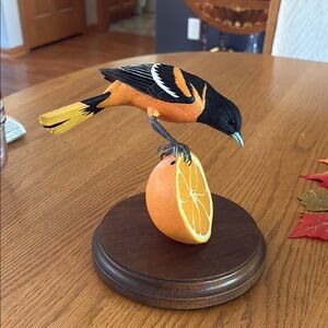 Vibrant Orange and Oriole Bird Sculpture Artists Proof